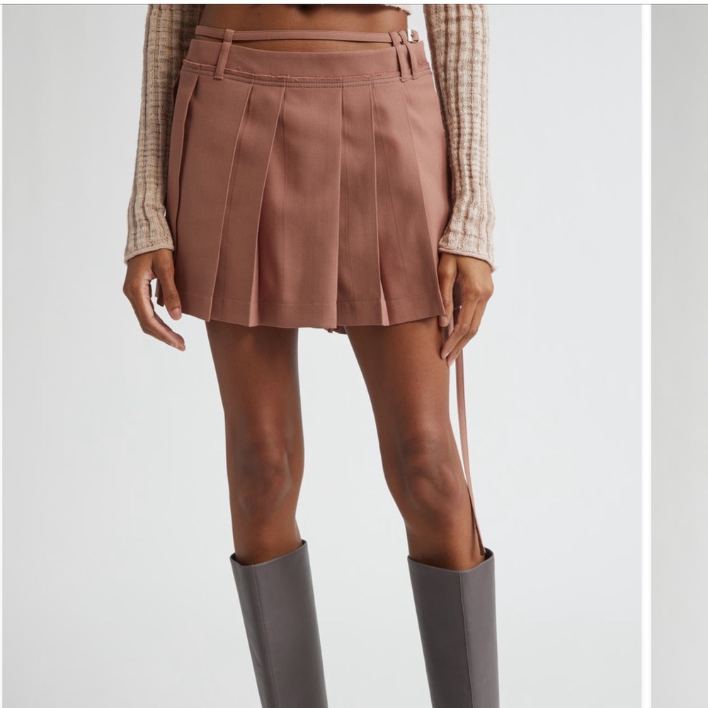 Acne Studios Ipleat Belted Pleated Miniskirt